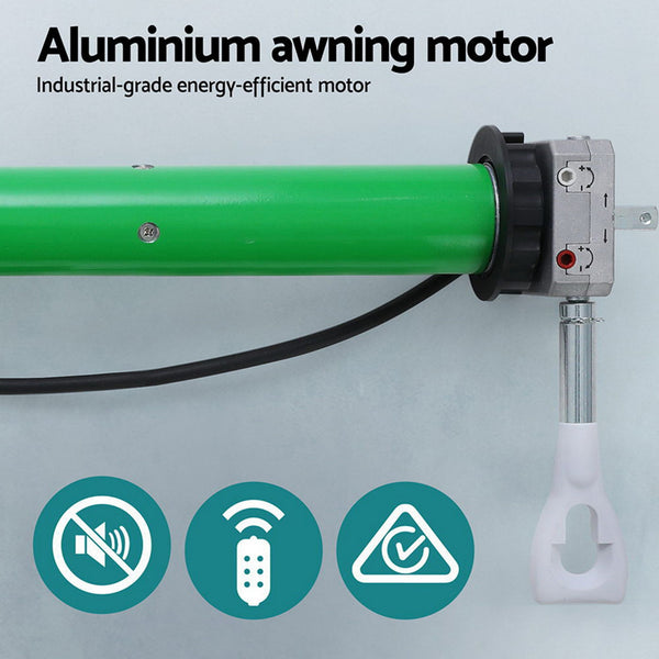 Instahut Retractable Folding Arm Awning Motorised Sunshade 3.5M X 3M Grey instahut