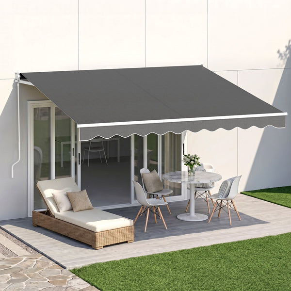 Instahut Retractable Folding Arm Awning Motorised Sunshade 3.5M X 3M Grey instahut