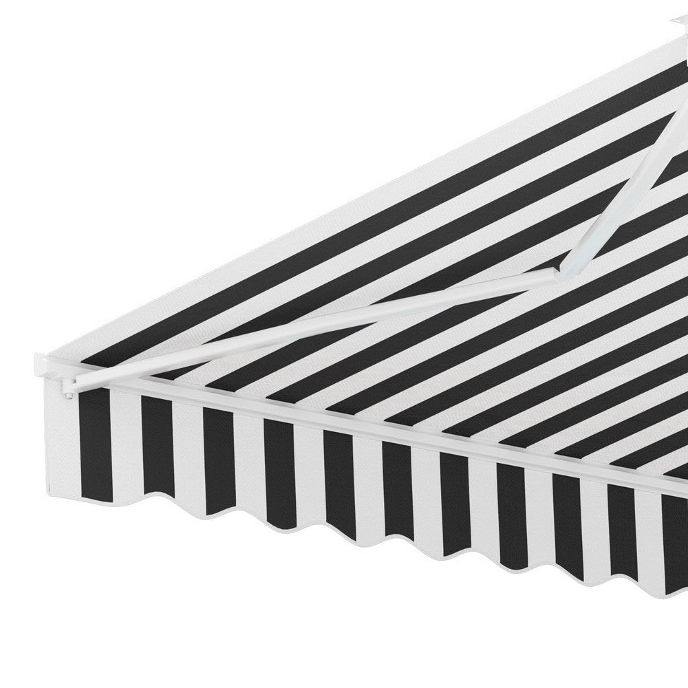 Instahut Retractable Folding Arm Awning Motorised Sunshade 4Mx3M Grey White Awezingly