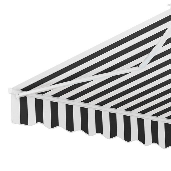 Instahut Retractable Folding Arm Awning Motorised Sunshade 4Mx3M Grey White Awezingly