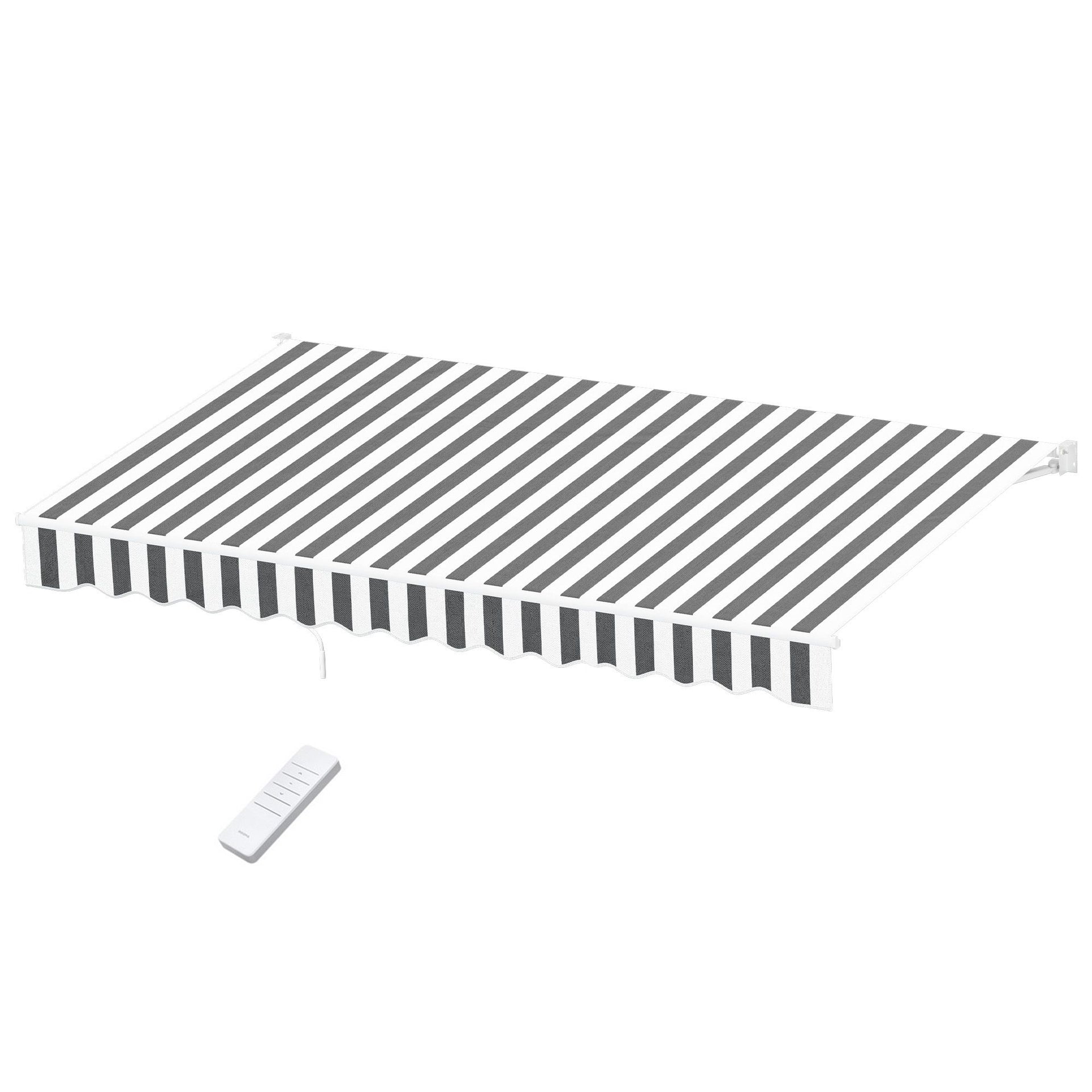 Instahut Retractable Folding Arm Awning Motorised Sunshade 4.5Mx3M Grey White instahut