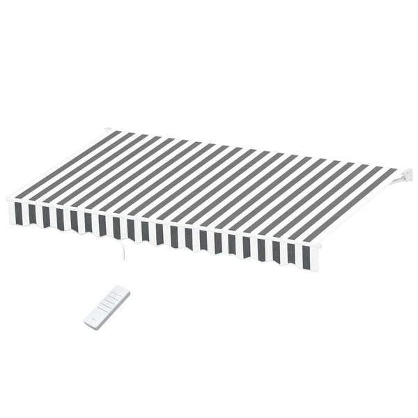 Instahut Retractable Folding Arm Awning Motorised Sunshade 4.5Mx3M Grey White instahut