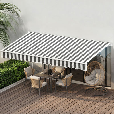 Instahut Retractable Folding Arm Awning Motorised Sunshade 4.5Mx3M Grey White