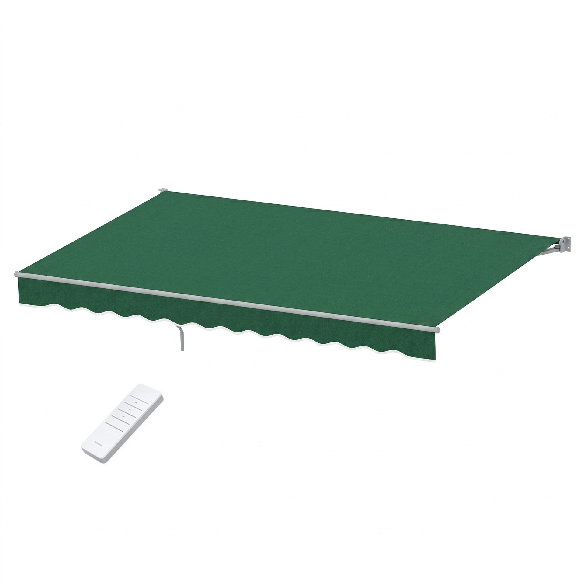 Instahut Retractable Folding Arm Awning Motorised Sunshade 5Mx3M Dark Green instahut