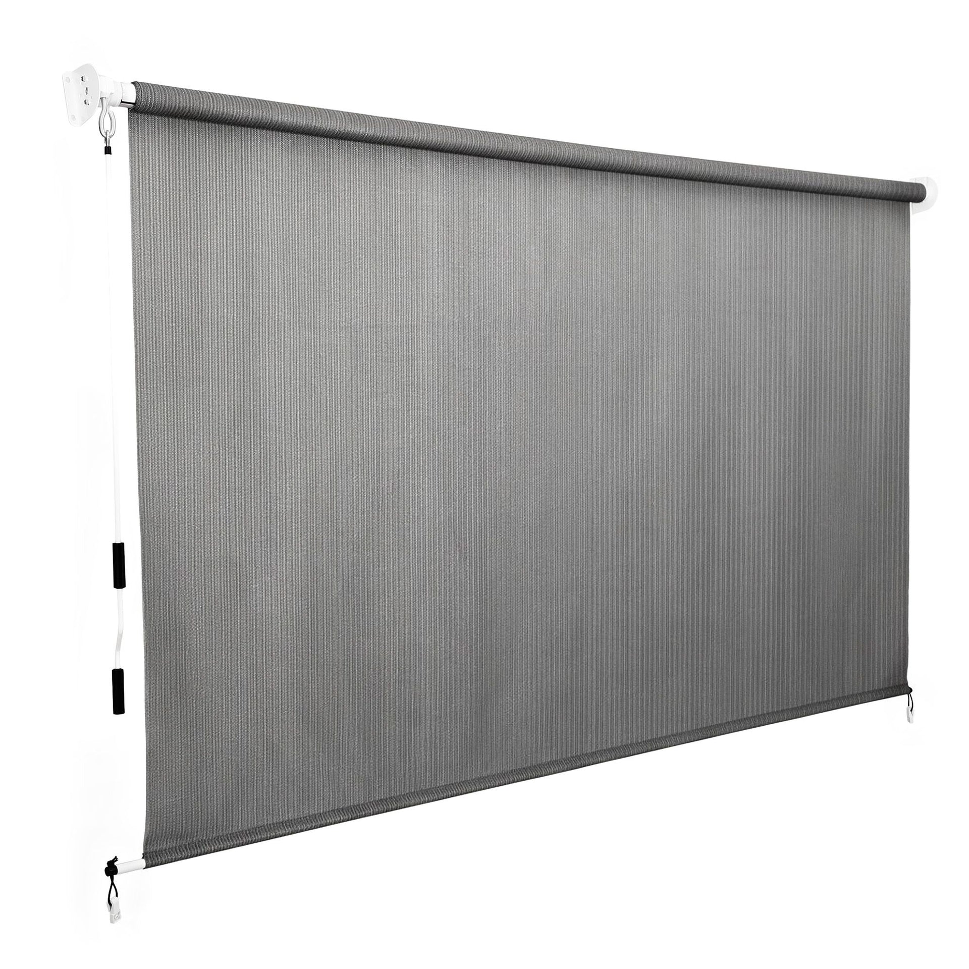 Instahut 3X2.5M HDPE Straight Drop Awning Outdoor Roller Blind Shade Screen Grey Awezingly