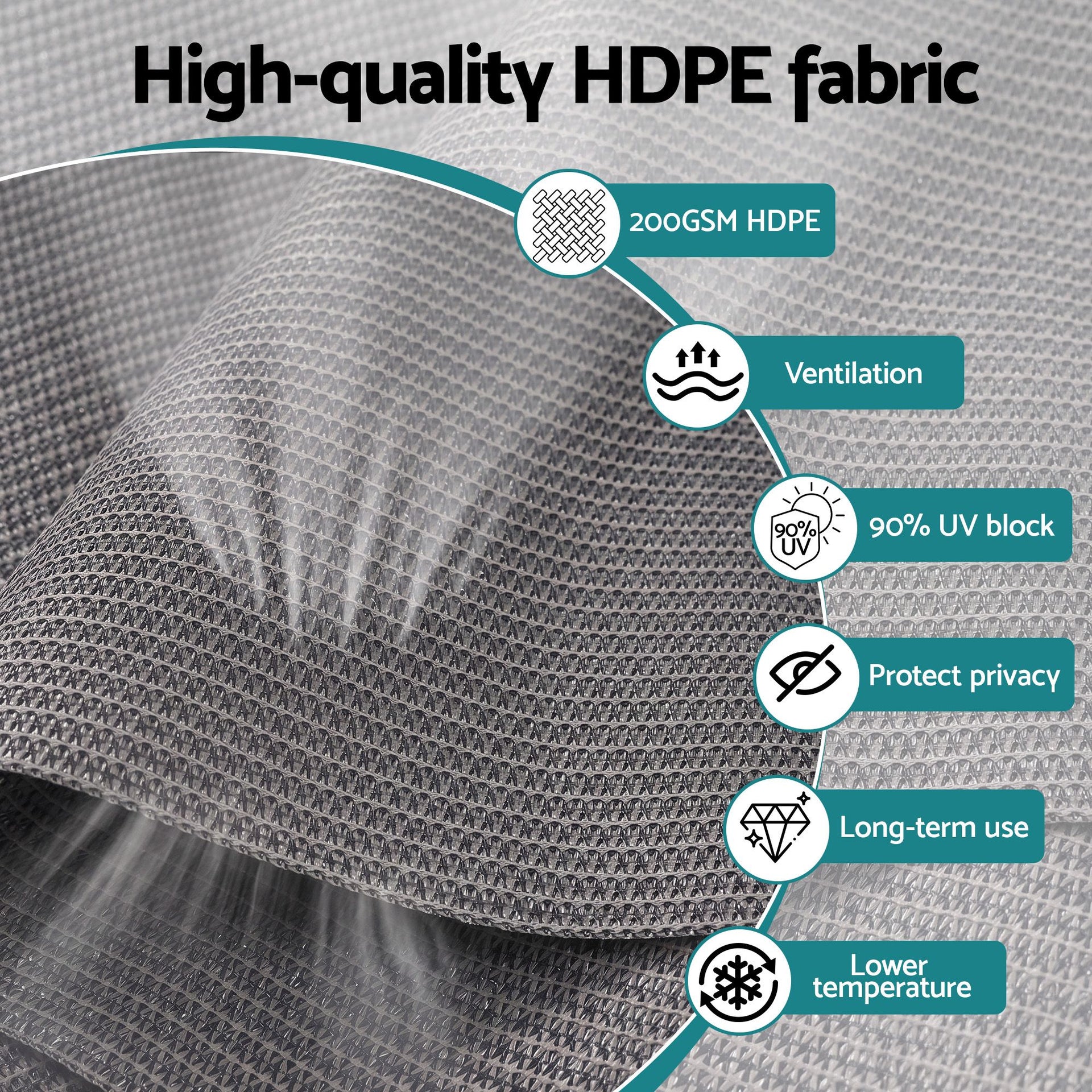 Instahut 3X2.5M HDPE Straight Drop Awning Outdoor Roller Blind Shade Screen Grey Awezingly
