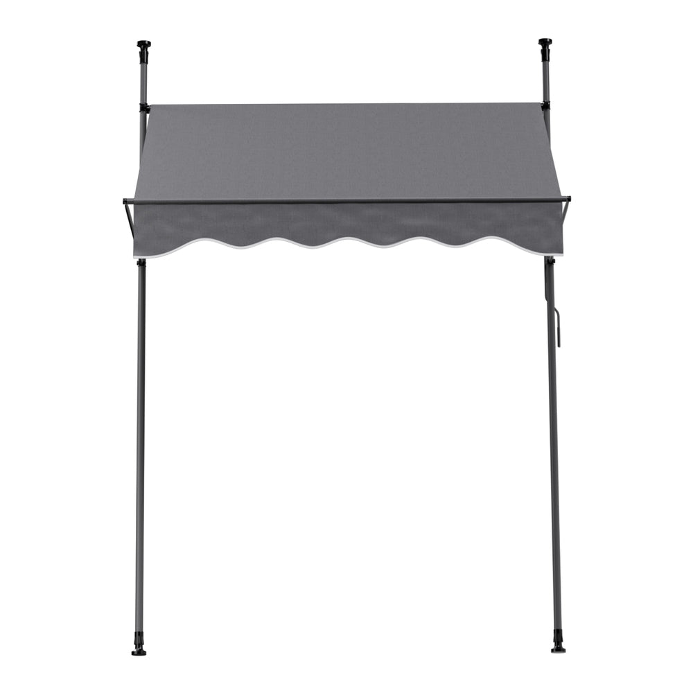 Instahut Window Fixed Pivot Arm Awning Outdoor Door Canopy 2X1.8M Grey Awezingly
