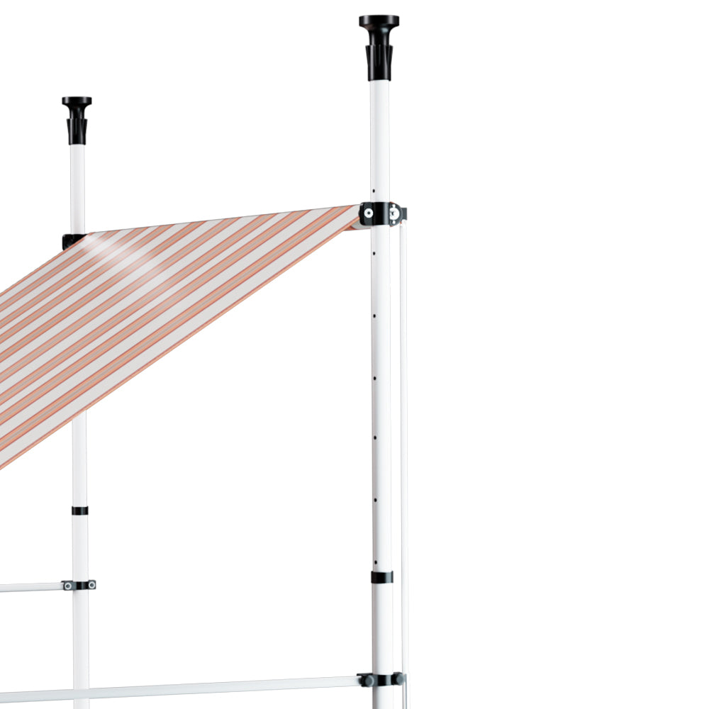 Instahut Window Fixed Pivot Arm Awning Outdoor Door Canopy 2X1.8M Beige/Brown Awezingly