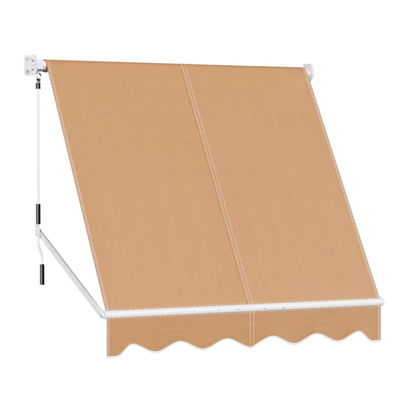 Instahut Window Fixed Pivot Arm Awning Outdoor Retractable Canopy 2.1X2.1M Beige Awezingly