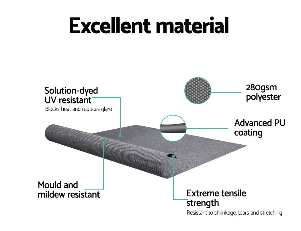 Instahut Retractable Fixed Pivot Arm Window Awning Outdoor Blinds 2.1X2.1M Grey Awezingly