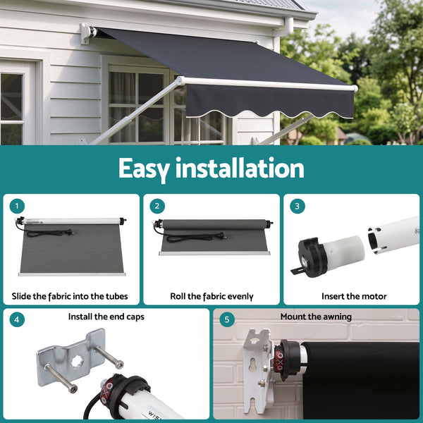 Instahut Pivot Arm Awning Motor Replacement Kit With Remote Control Awezingly