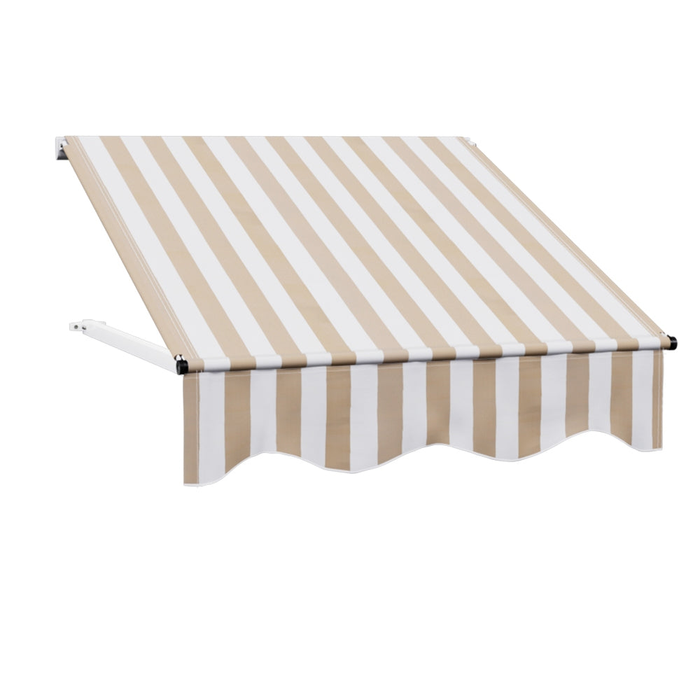 Instahut Window Door Awning 1mx1m Beige White Polyester Fabric Aluminum Frame Awezingly