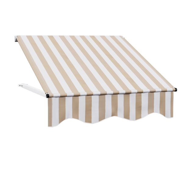 Instahut Window Door Awning 1mx1m Beige White Polyester Fabric Aluminum Frame Awezingly