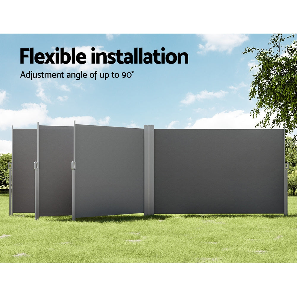 Instahut Side Awning Sun Shade Outdoor Retractable Privacy Screen 1.8X6M Grey Awezingly