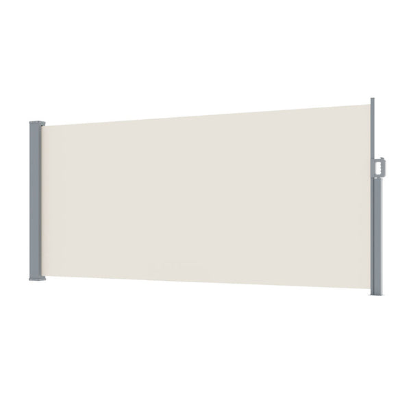 Instahut Side Awning Sun Shade Outdoor Blinds Retractable Screen 1.4X3M Cream Instahut