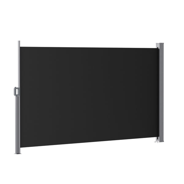 Instahut Side Awning Sun Shade Outdoor Retractable Privacy Screen 1.8X3M Black Awezingly