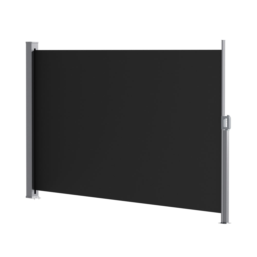 Instahut Side Awning Sun Shade Outdoor Retractable Privacy Screen 1.8X3M Black Awezingly