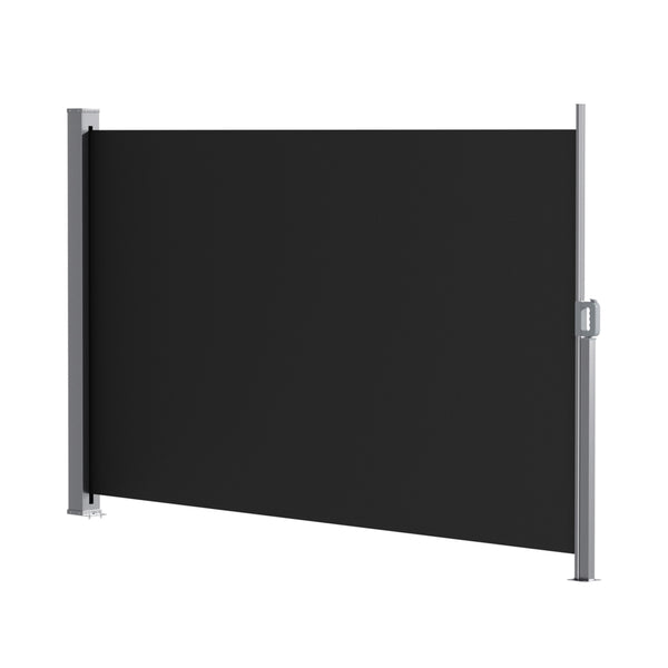 Instahut Side Awning Sun Shade Outdoor Retractable Privacy Screen 1.8X3M Black Awezingly