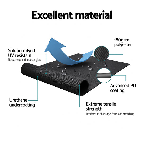 Instahut Side Awning Sun Shade Outdoor Retractable Privacy Screen 1.8X3M Black Awezingly