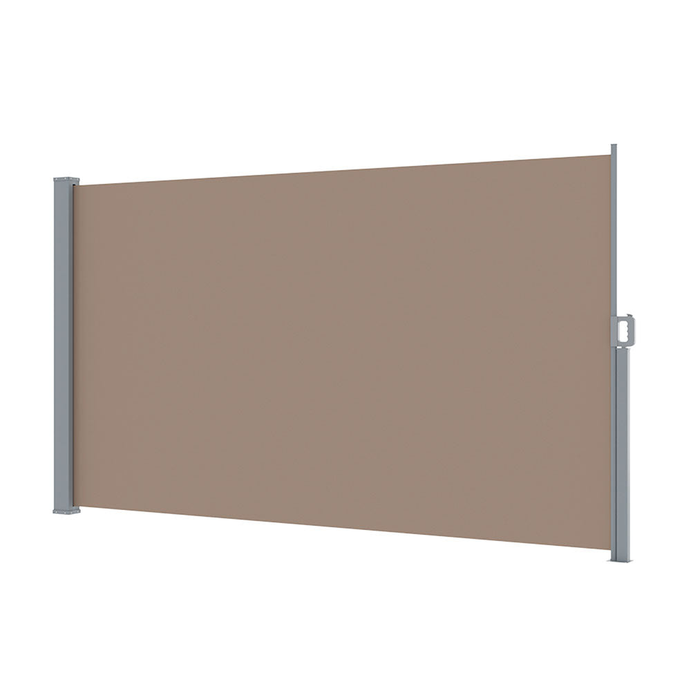 Instahut Side Awning Sun Shade Outdoor Blinds Retractable Screen 1.8X3M Brown Instahut
