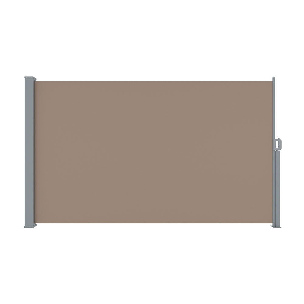 Instahut Side Awning Sun Shade Outdoor Blinds Retractable Screen 1.8X3M Brown Instahut