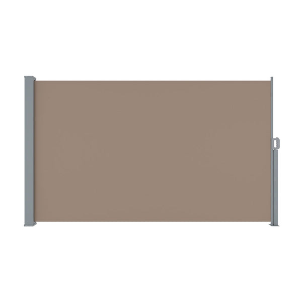 Instahut Side Awning Sun Shade Outdoor Blinds Retractable Screen 1.8X3M Brown Instahut
