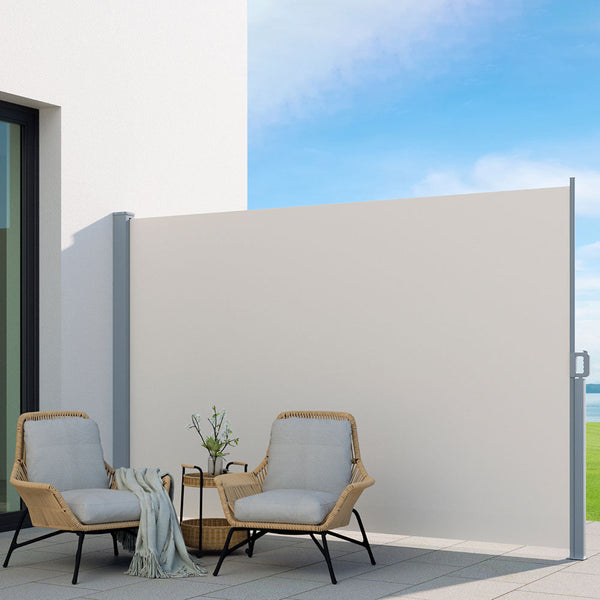 Instahut Side Awning Sun Shade Outdoor Blinds Retractable Screen 2X3M Cream Instahut