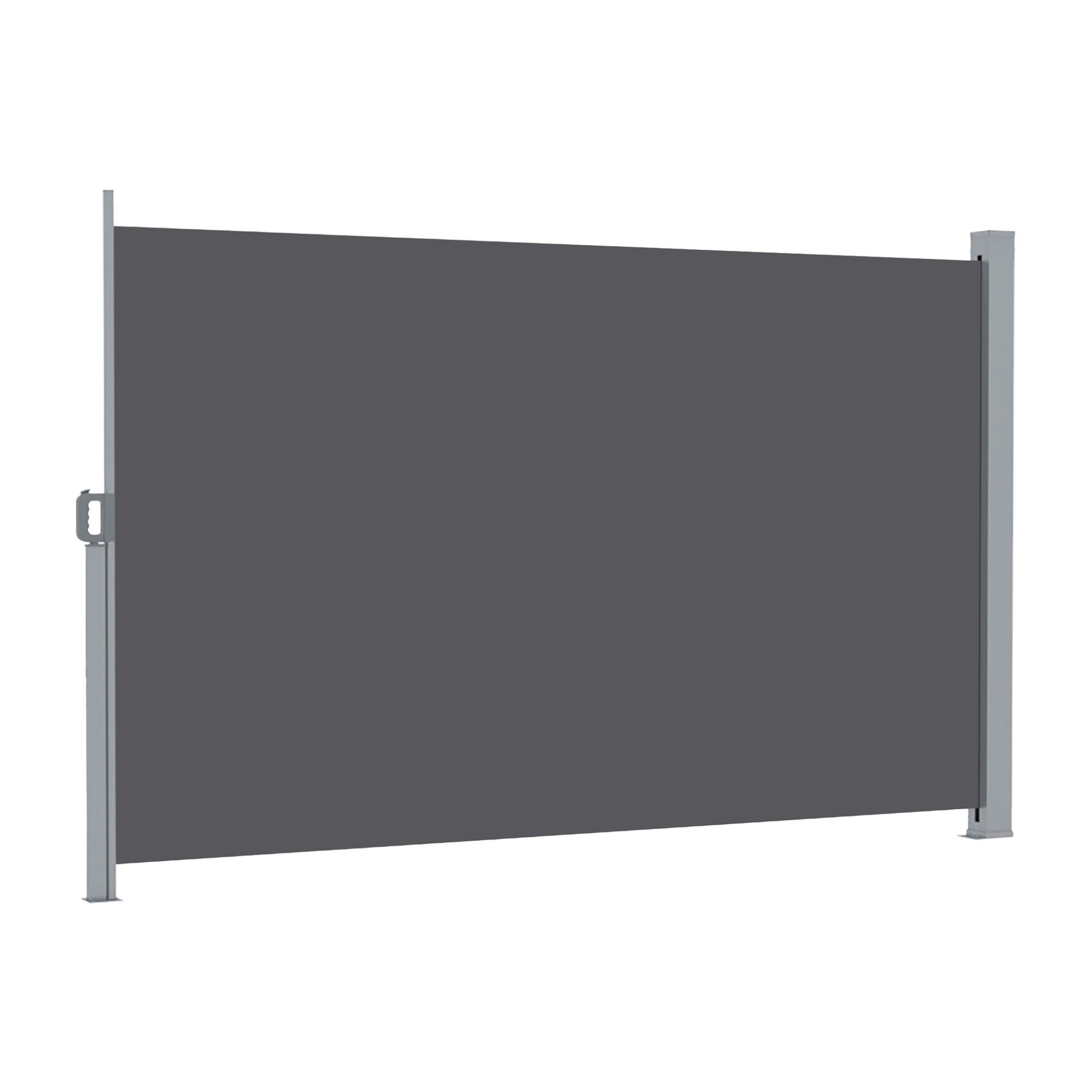Instahut 2X3.5M Side Awning Retractable Privacy Screen Outdoor Sun Shade Grey Awezingly