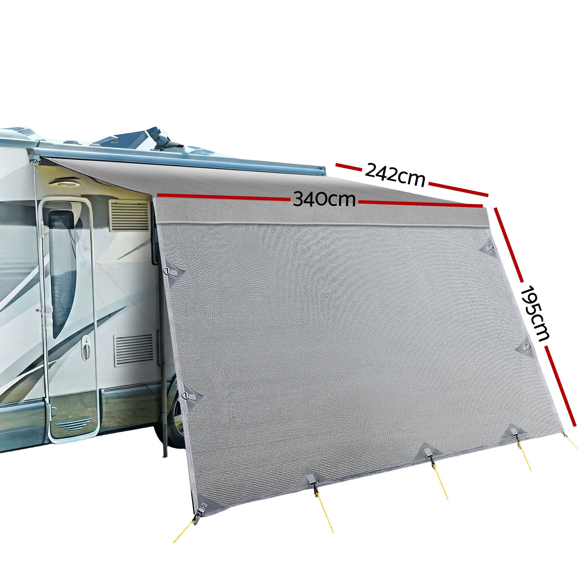 Weisshorn 12ft Caravan Awning Fabric & Privacy Screen RV Roll Out Sun Shade 3.4M Awezingly