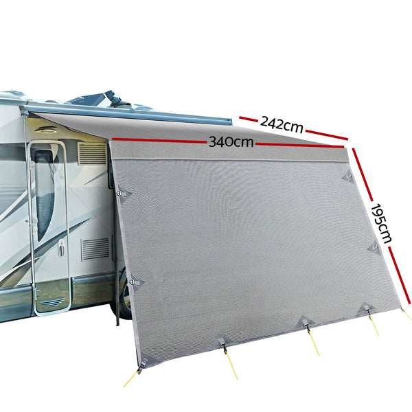 Weisshorn 12ft Caravan Awning Fabric & Privacy Screen RV Roll Out Sun Shade 3.4M Awezingly