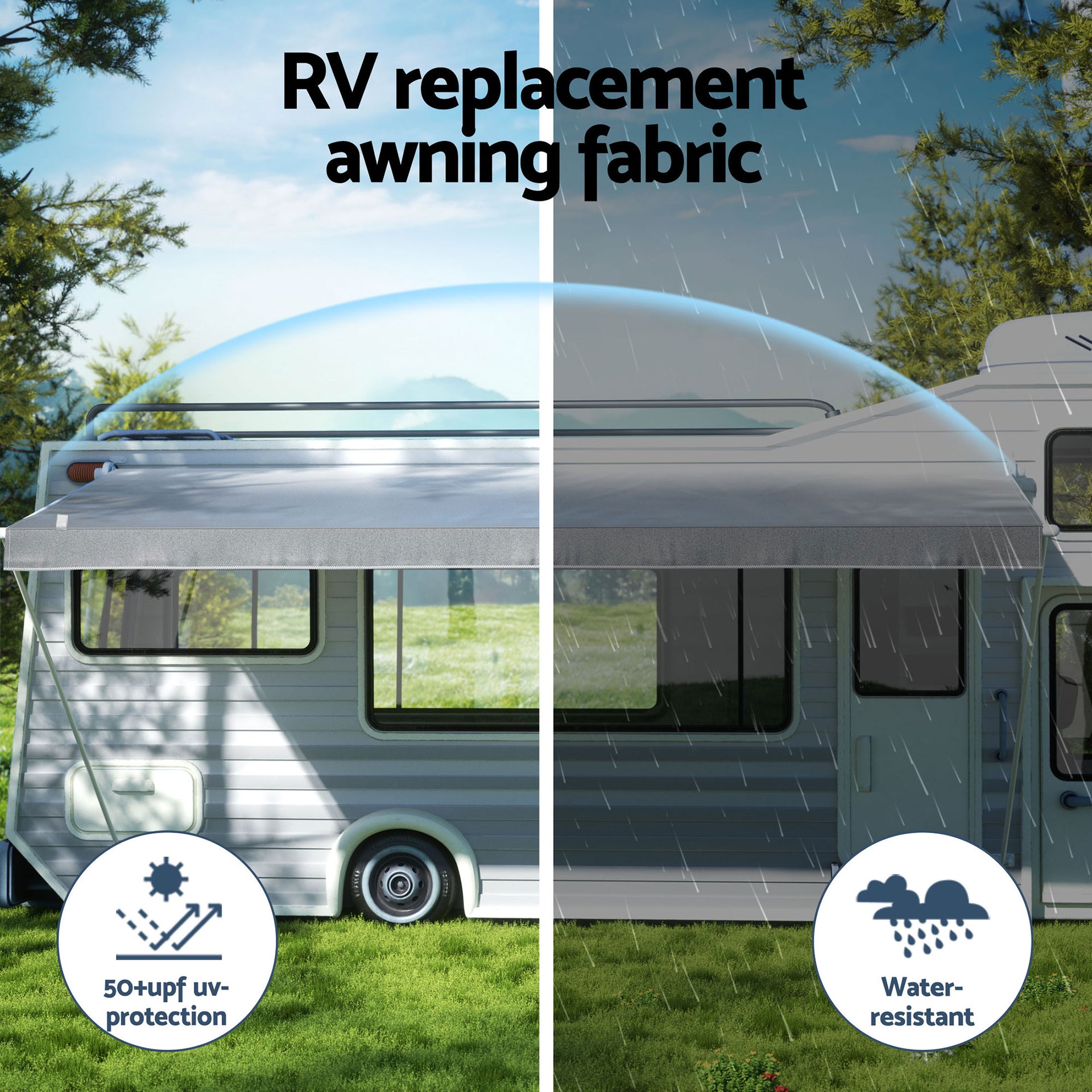 Weisshorn 12ft Caravan Awning Fabric & Privacy Screen RV Roll Out Sun Shade 3.4M Awezingly