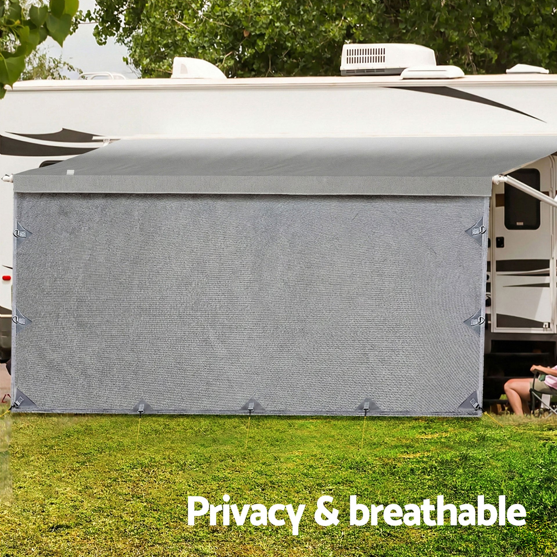 Weisshorn 12ft Caravan Awning Fabric & Privacy Screen RV Roll Out Sun Shade 3.4M Awezingly
