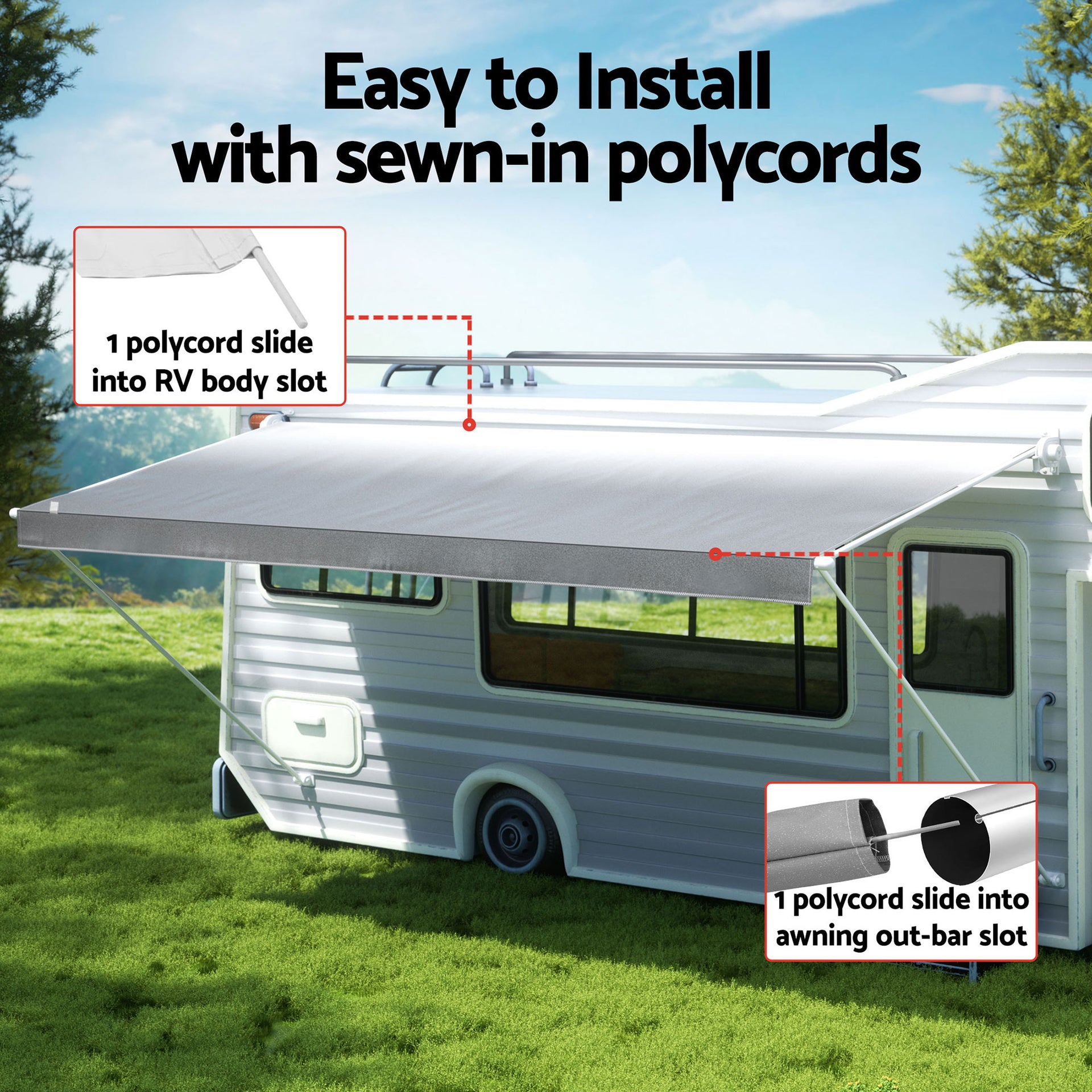 Weisshorn 18ft Caravan Awning Fabric & Privacy Screen RV Roll Out Sun Shade 5.2M Awezingly
