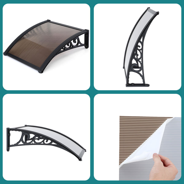 Instahut Window Awning Drainage 0.6mx0.6m Outdoor Brown Awezingly