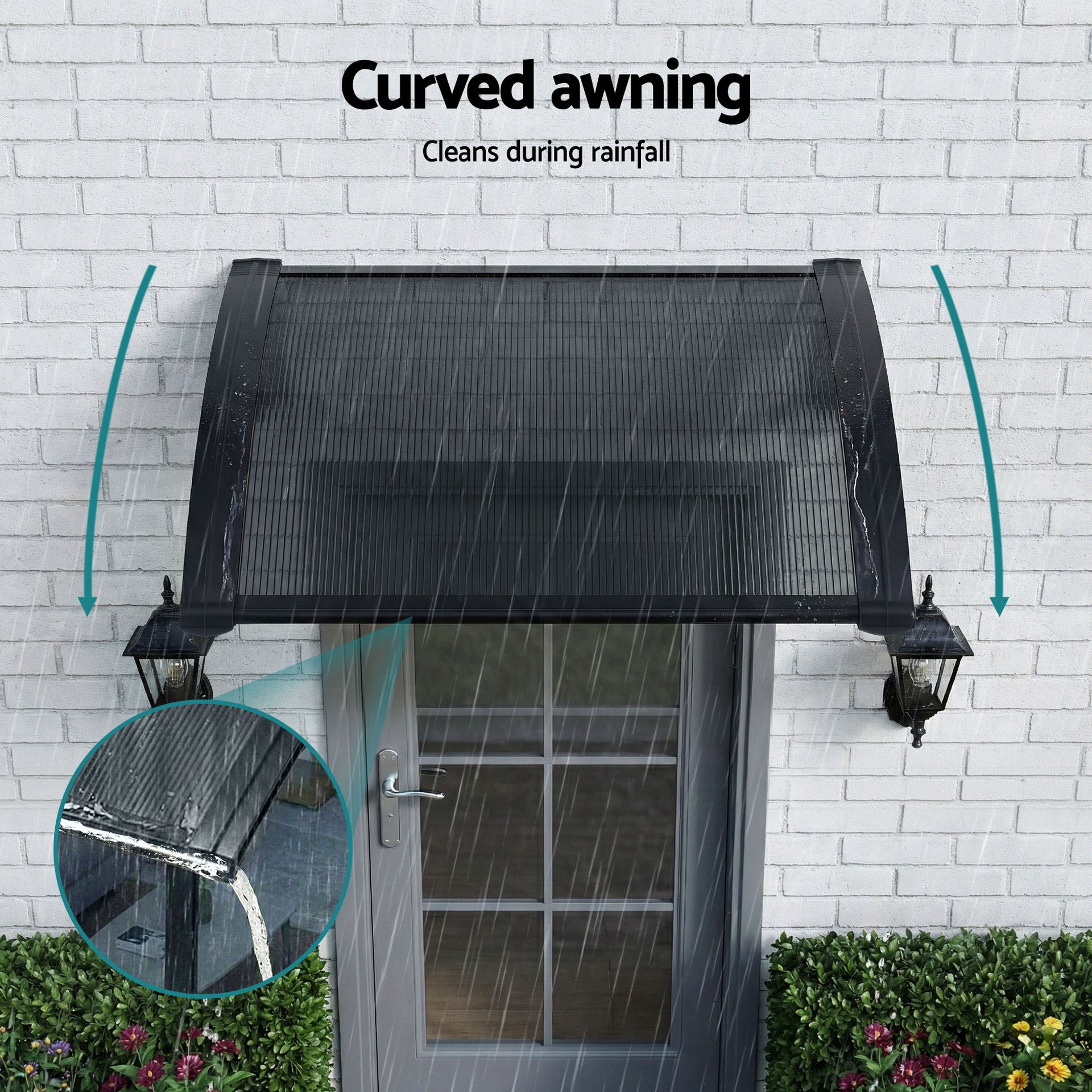 Instahut Window Awning Drainage 0.6mx0.6m Outdoor Grey Awezingly