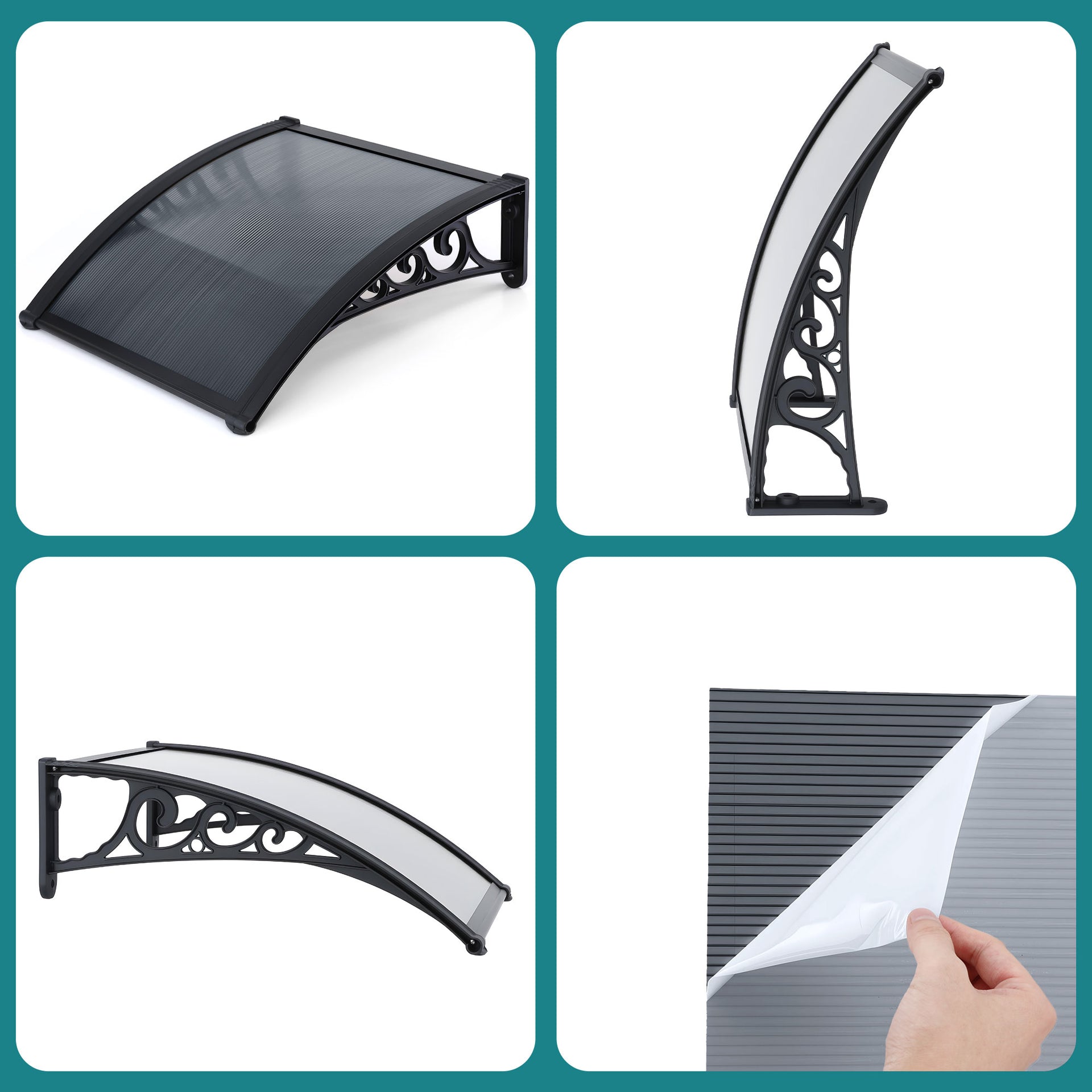 Instahut Window Awning Drainage 0.6mx0.6m Outdoor Grey Awezingly