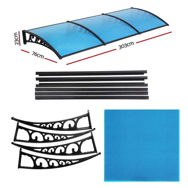 Instahut Window Door Awning 1mx3m Blue instahut