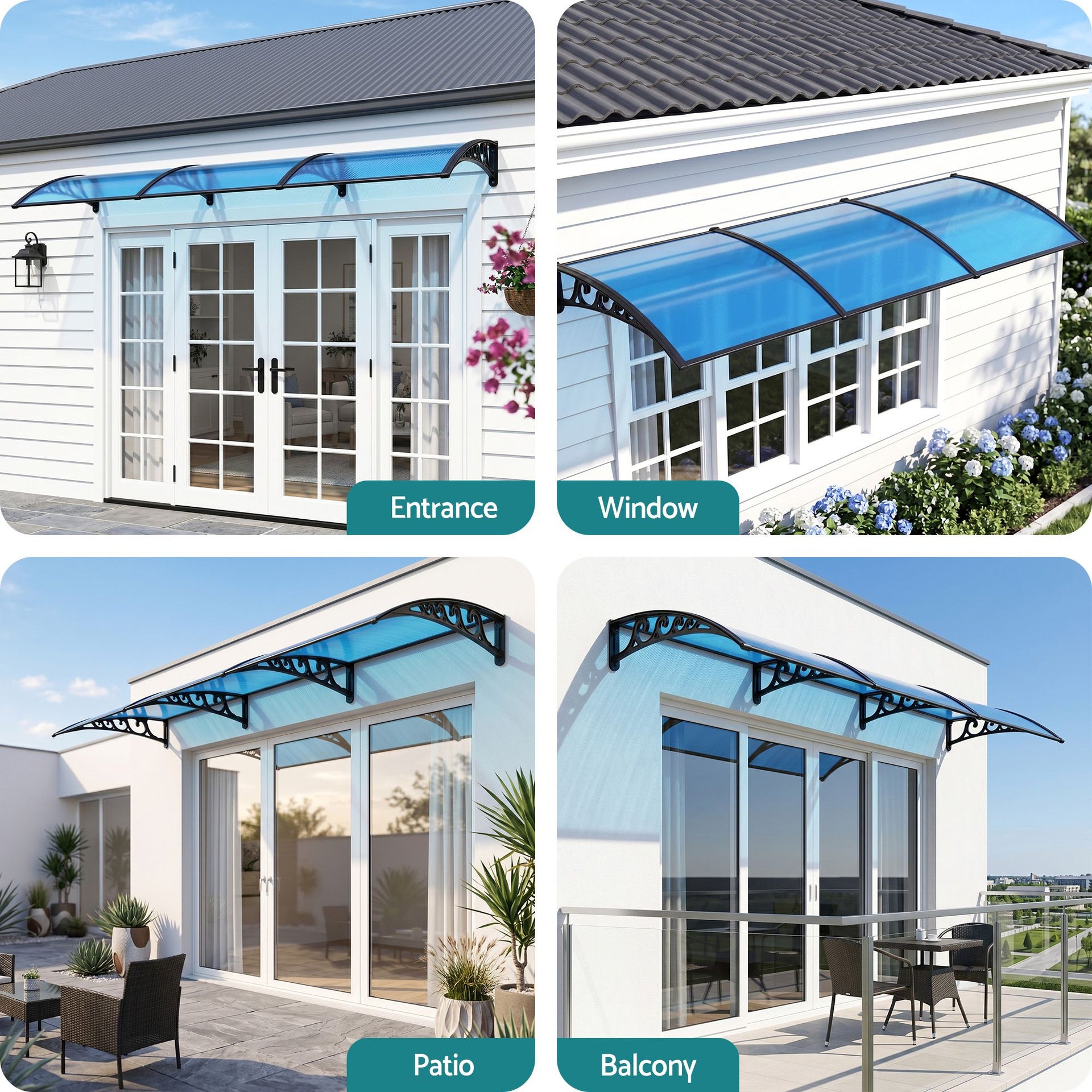 Instahut Window Door Awning 1mx3m Blue instahut