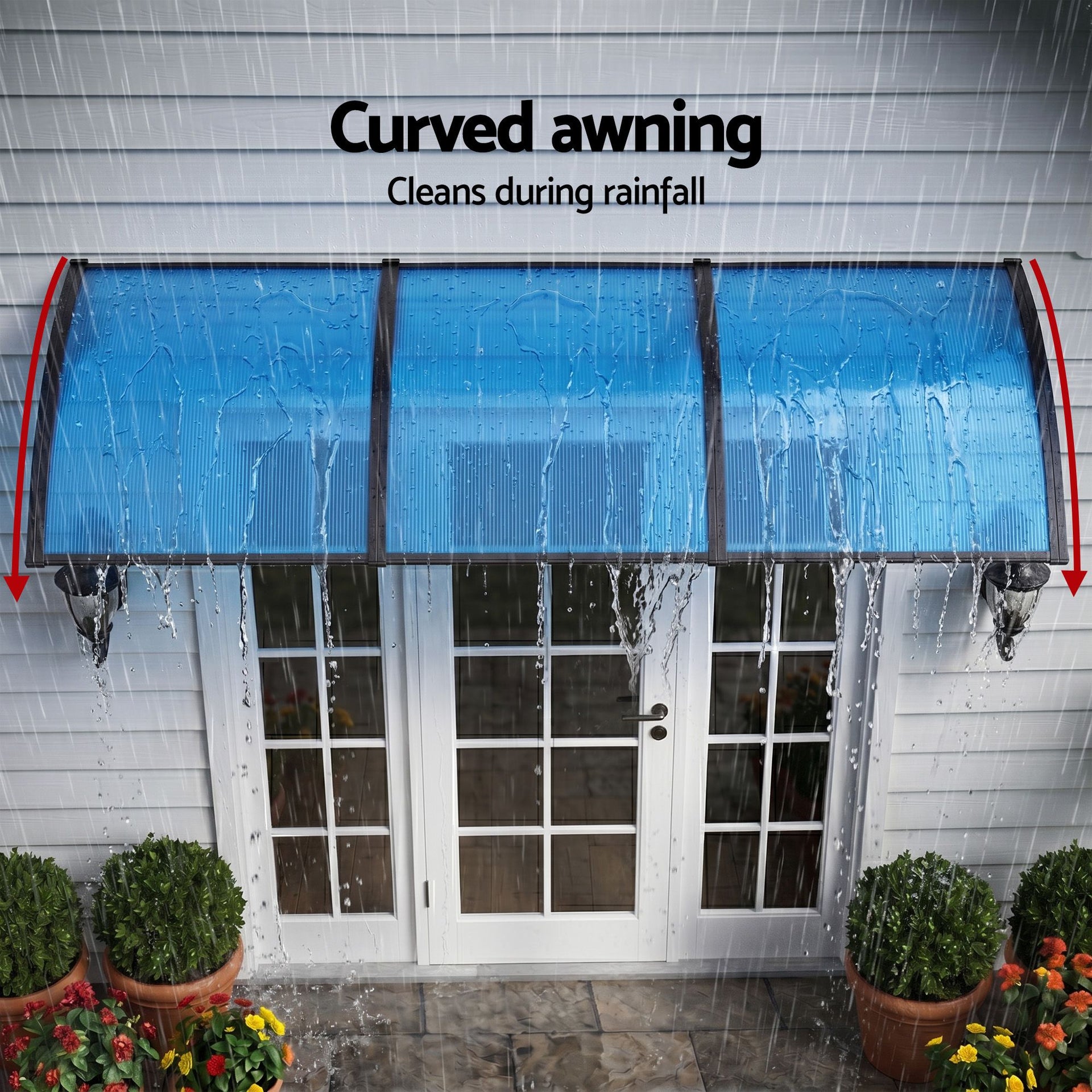 Instahut Window Door Awning 1mx3m Blue instahut