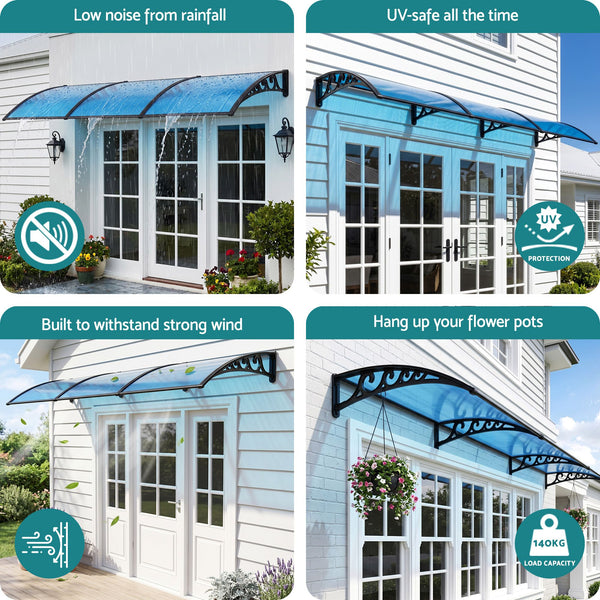 Instahut Window Door Awning 1mx3m Blue instahut