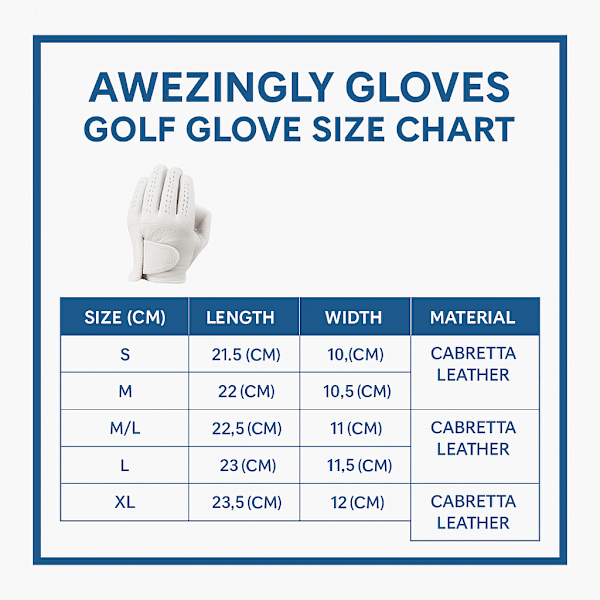 Awezingly Power Touch Cabretta Leather Golf Glove for Men - White Awezingly