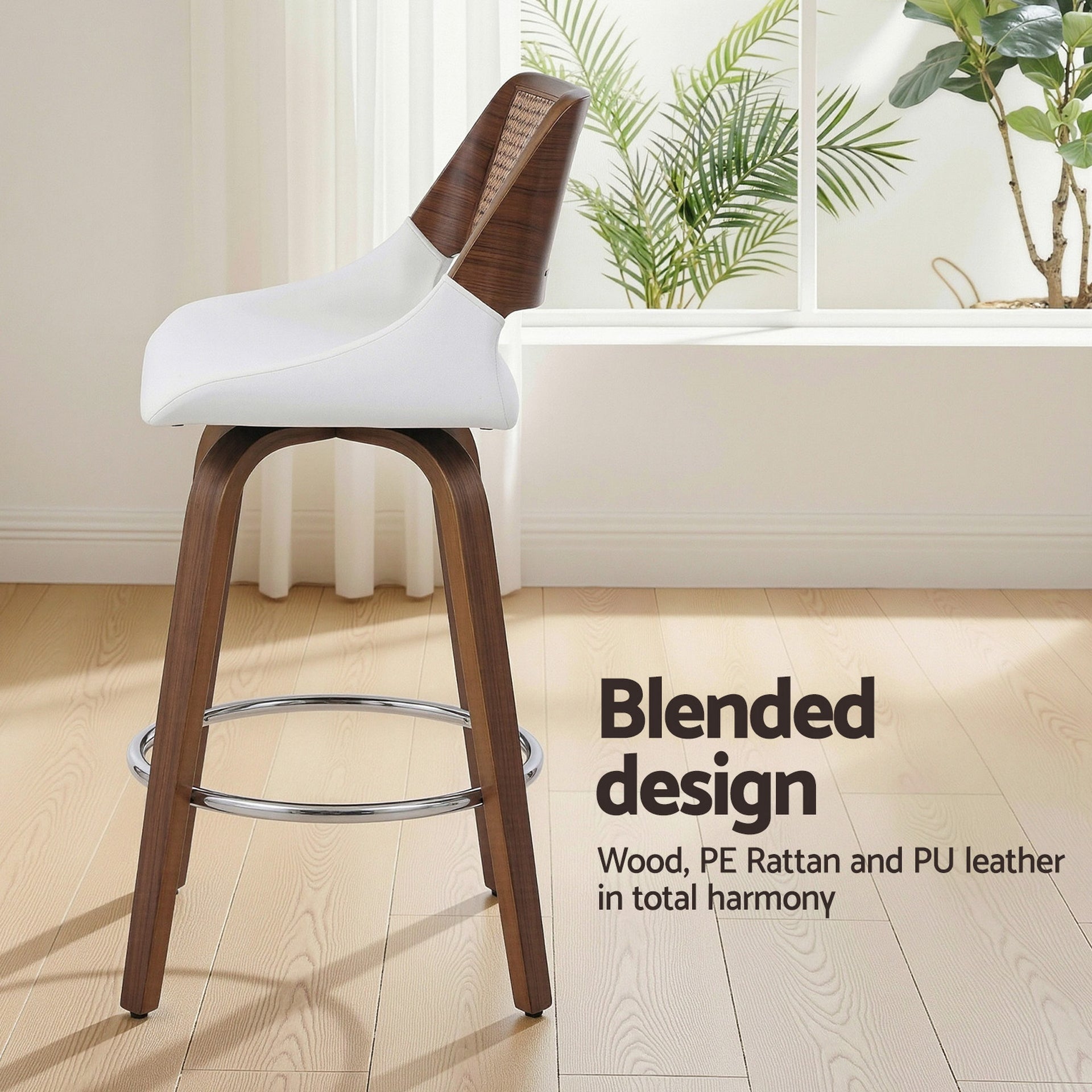 Artiss Wooden Bar Stools Swivel Kitchen Counter Stool Chair 60cm Seat Height Awezingly