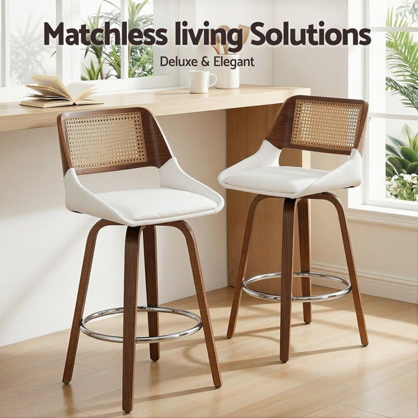 Artiss Wooden Bar Stools Set of 2 Swivel Kitchen Counter Stool Chair 60cm Seat Height Awezingly