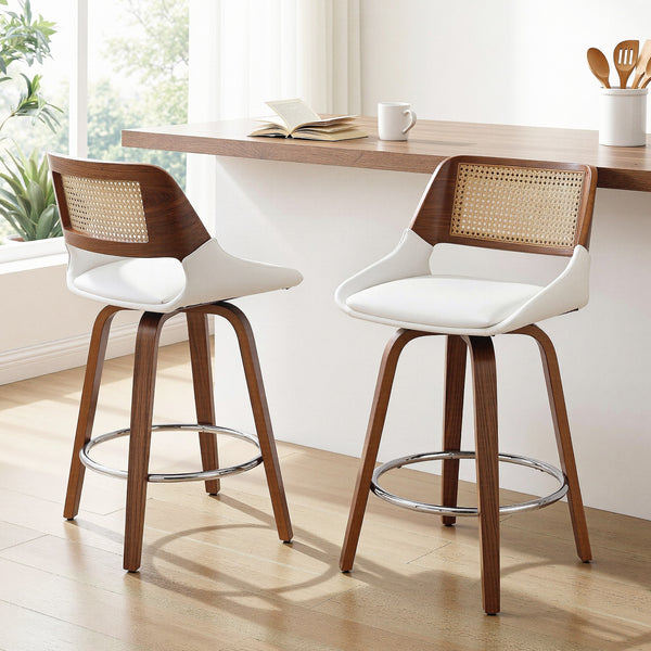 Artiss Wooden Bar Stools Set of 2 Swivel Kitchen Counter Stool Chair 60cm Seat Height Awezingly
