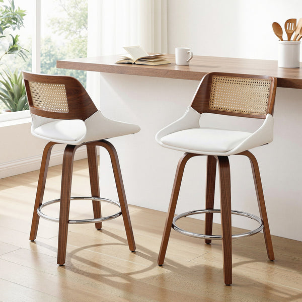 Artiss Wooden Bar Stools Set of 2 Swivel Kitchen Counter Stool Chair 60cm Seat Height Awezingly