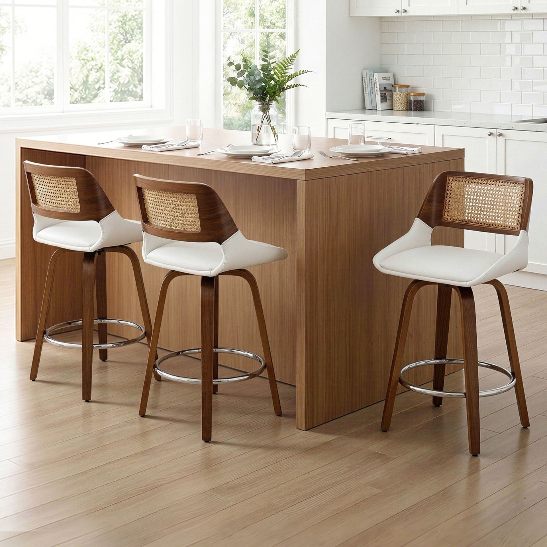 Artiss Wooden Bar Stools Set of 3 Swivel Kitchen Counter Stool Chair 60cm Seat Height Artiss