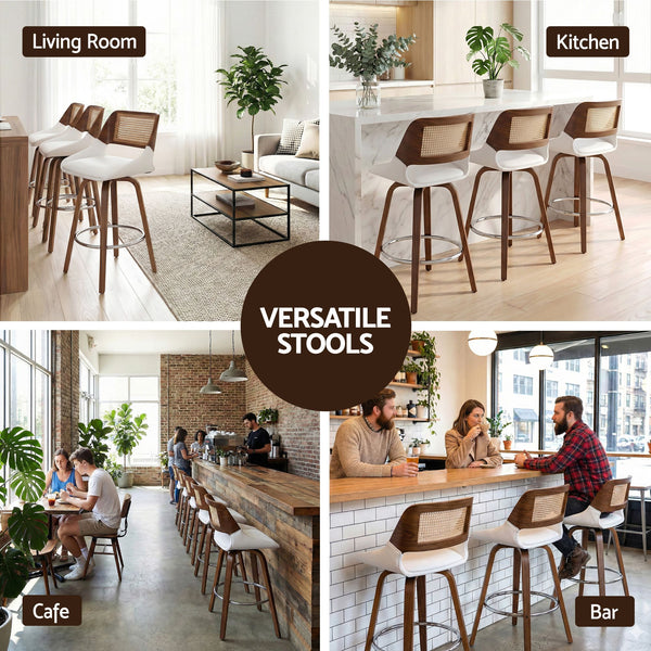 Artiss Wooden Bar Stools Set of 3 Swivel Kitchen Counter Stool Chair 60cm Seat Height Artiss
