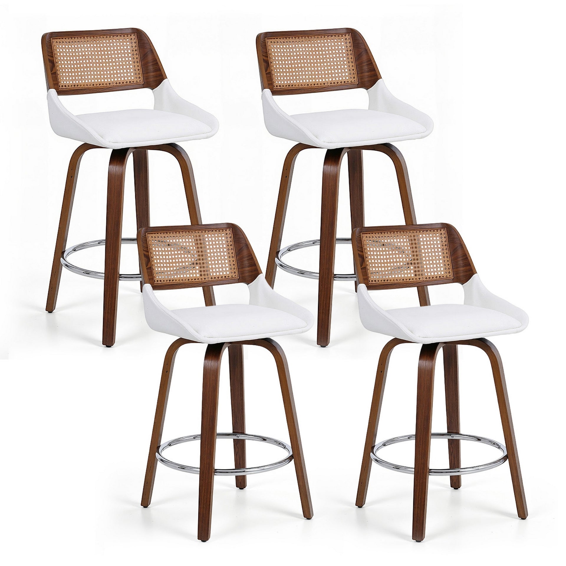 Artiss Wooden Bar Stools Set of 4 Swivel Kitchen Counter Stool Chair 60cm Seat Height Awezingly