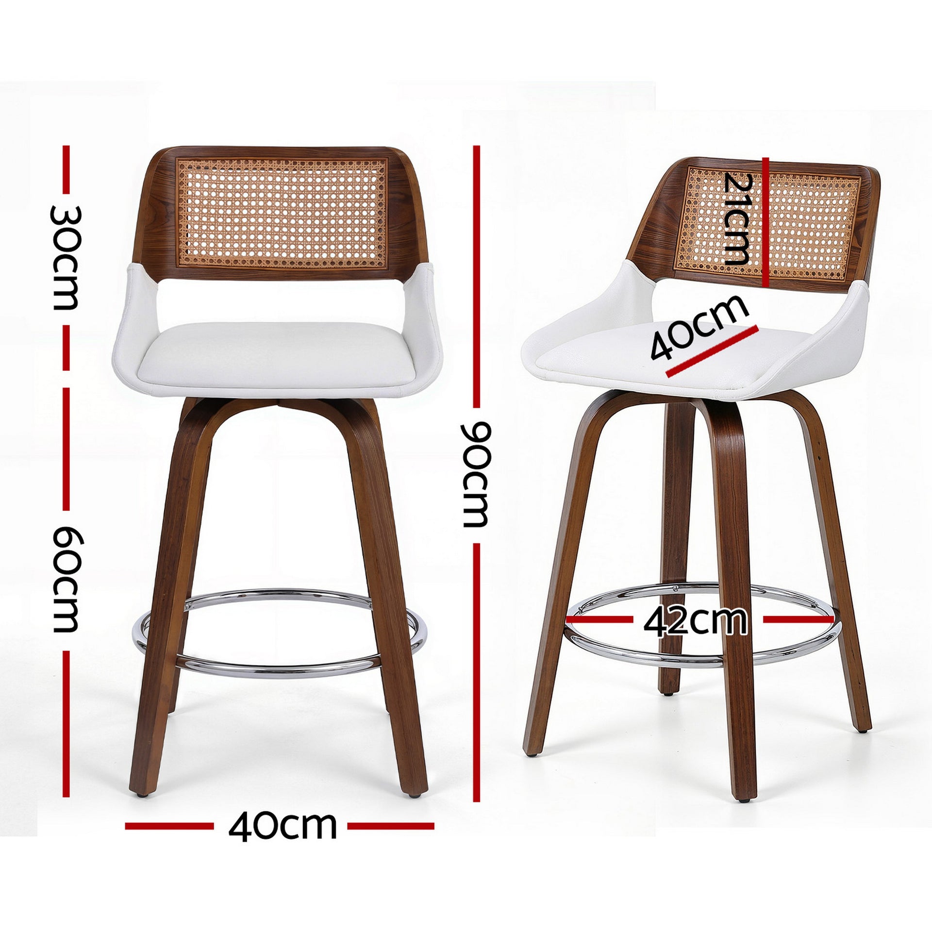 Artiss Wooden Bar Stools Set of 4 Swivel Kitchen Counter Stool Chair 60cm Seat Height Awezingly