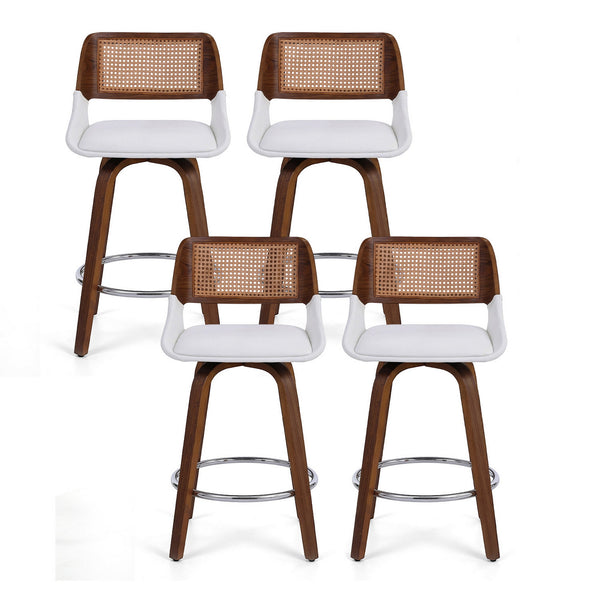Artiss Wooden Bar Stools Set of 4 Swivel Kitchen Counter Stool Chair 60cm Seat Height Awezingly